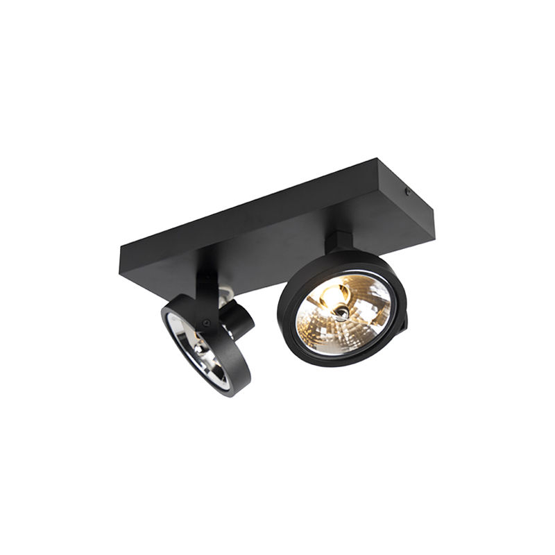 

QAZQA Diseño Plafón diseño negro orientable 2-luces LED - GO Aluminio Redonda /Rectangular Adecuado para LED Max. 2 x 3 Watt