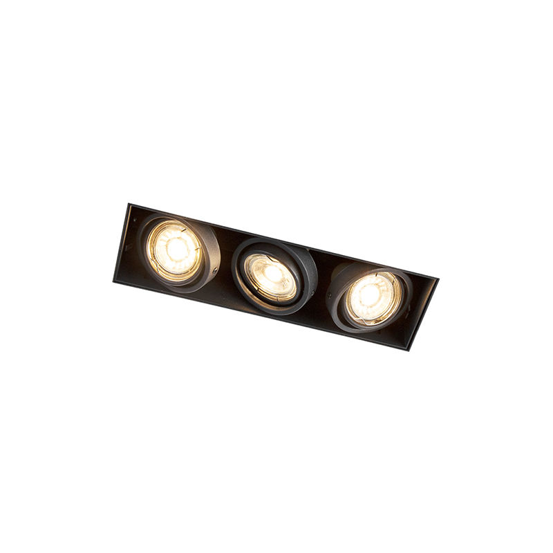 

+ Diseño Foco empotrado negro orientable sin molduras 3-luces - ONEON 3 Trimless Acero Rectangular Adecuado para LED Max. 3 x 50 Watt - Qazqa