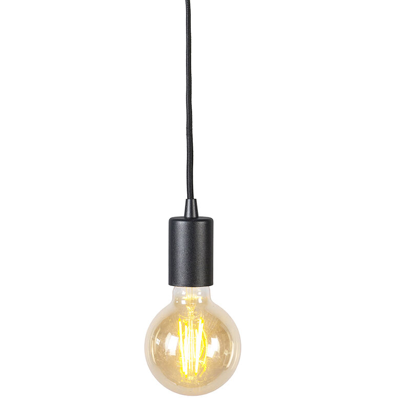 

QAZQA Diseño Lámpara colgante negra bombilla-WiFi G95 - FACIL Acero Alargada Adecuado para LED Max. 1 x 7 Watt