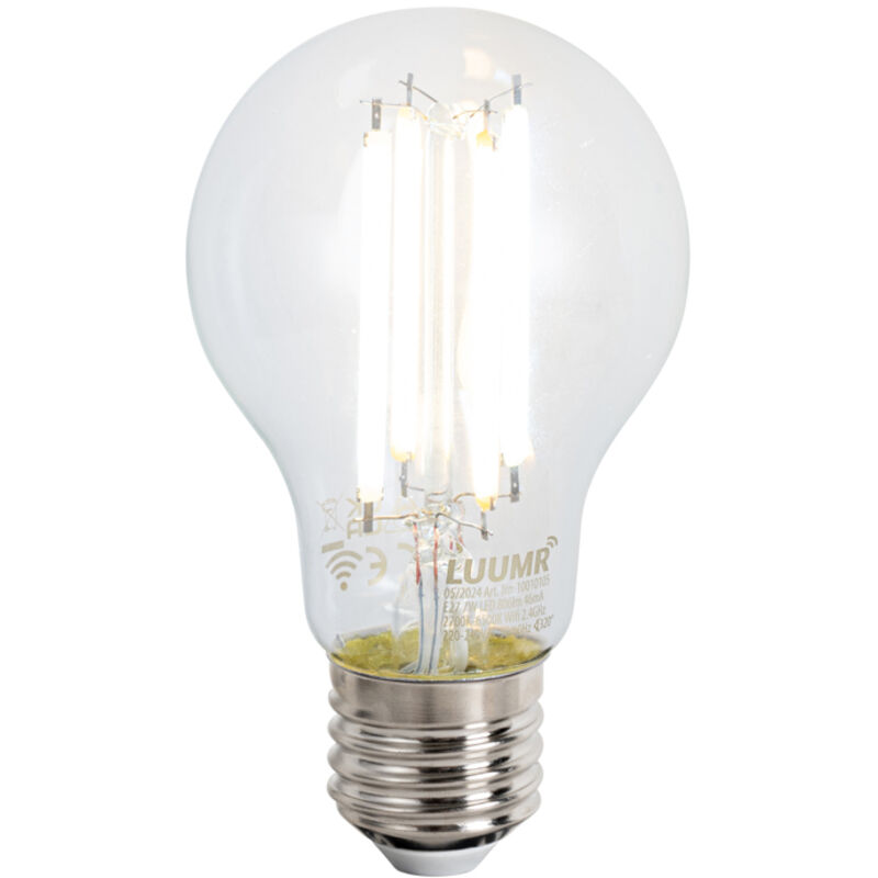 

QAZQA + Diseño Lámpara de pie negra cristal ahumado bombilla-WiFi-A60 - BLISS Acero /Vidrio Alargada Adecuado para LED Max. 1 x 7 Watt