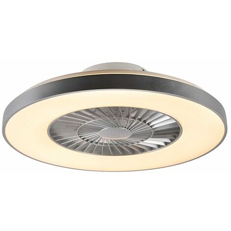 QAZQA + Diseño Ventilador de techo plateado efecto-estrella LED regulable - CLIMO Plástico /Acero Redonda Incluye LED Max. 1 x 40 Watt - Plata