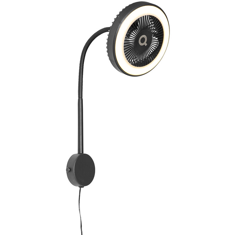 Qazqa - dores - led Applique murale avec bras flexible - 1 lumière - ø 17 cm - Noir - Moderne - éclairage intérieur - Salon i Chambre i Cuisine i
