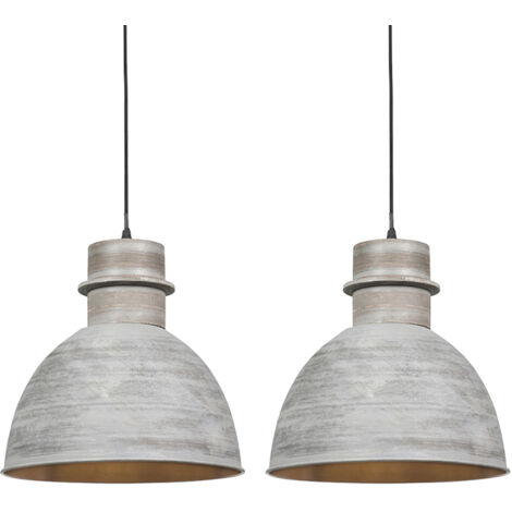 QAZQA dory - Suspension - 2 pièces - Ø 305 mm - Gris - Rustique - éclairage intérieur - Salon I Chambre I Cuisine I Salle à manger