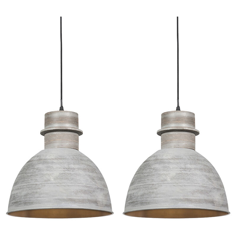 Dory - Suspension - 2 pièces - ø 305 mm - Gris - Rustique - éclairage intérieur - Salon i Chambre i Cuisine i Salle à manger - Qazqa
