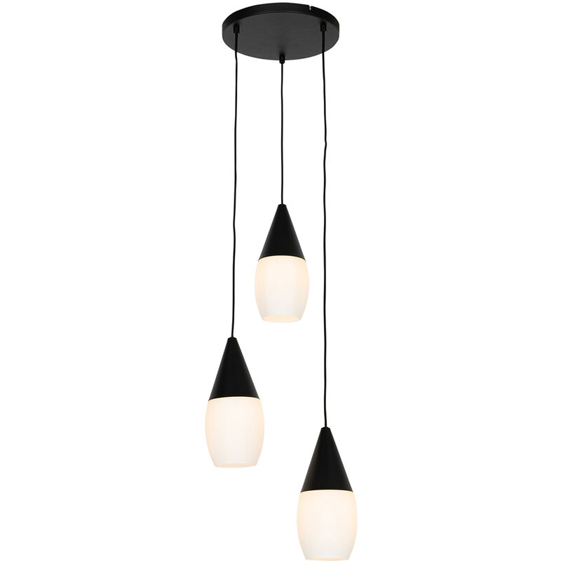 Drop - Suspension - 3 lumière - ø 39.6 cm - Blanc - Moderne - éclairage intérieur - Salon i Chambre i Cuisine i Salle à manger - Qazqa