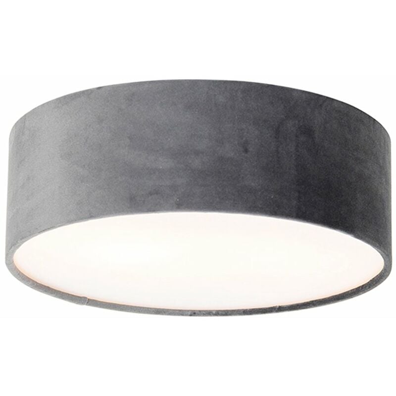 Qazqa - drum - Plafonnier - 2 lumière - ø 30 cm - Gris - Moderne - éclairage intérieur - Salon i Chambre i Cuisine i Salle à manger