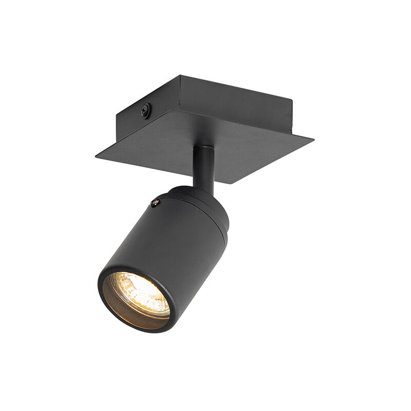 Qazqa - ducha - led Dimmable Applique et plafonnier variateur inclus - 1 lumière - l 10 cm - Noir - Moderne - éclairage intérieur - Salle de bains