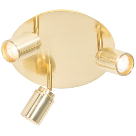 QAZQA ducha - Spot plafond, plafonnier - 3 lumière - Ø 25 cm - Doré/Laiton - Moderne - éclairage intérieur - Salle de bains