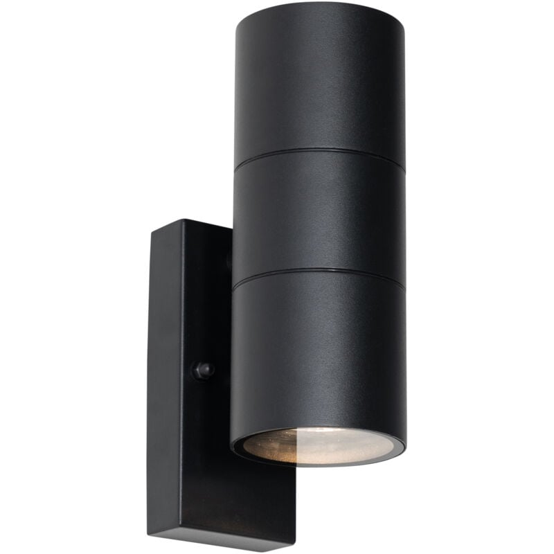 Duo - Applique murale - 2 lumière - l 8 cm - Noir - Moderne - éclairage extérieur - Qazqa