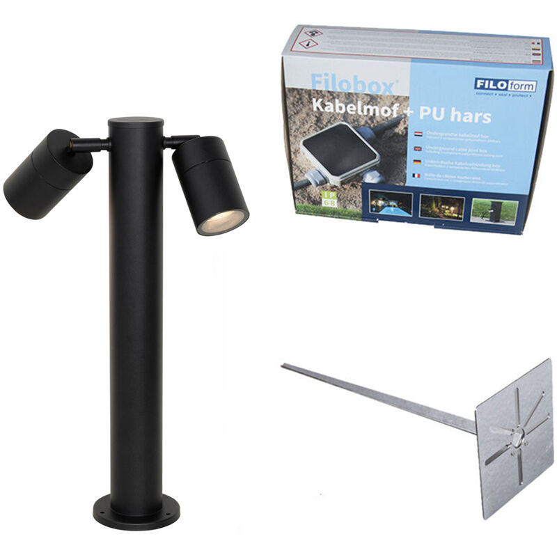Duo - éclairage de terrasse et d'allée de jardin - 2 lumière - l 18.7 cm - Noir - Moderne - éclairage extérieur - Qazqa