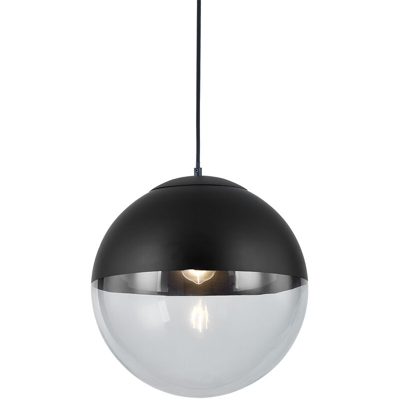 QAZQA eclipse - Suspension - 1 lumière - Ø 35 cm - Noir - Rétro - éclairage intérieur - Salon I Chambre I Cuisine I Salle à manger