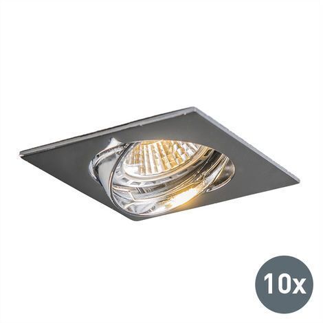 QAZQA edu - Spot encastrable - 10 pièces - L 90 mm - Chrome - Moderne - éclairage intérieur - Salon I Chambre I Cuisine I Salle à manger