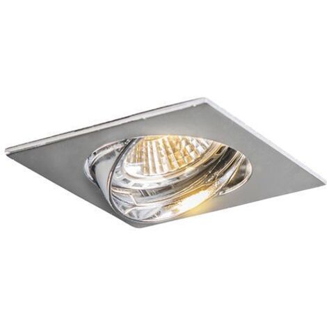 QAZQA edu square - Spot encastrable - 1 lumière - L 90 mm - Chrome - Moderne - éclairage intérieur - Salon