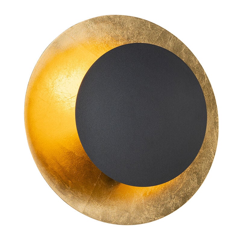 Emilienne - Applique murale - 1 lumière - l 30 cm - Noir et Or - Art Deco - éclairage intérieur - Salon i Chambre i Cuisine i Salle à manger - Qazqa