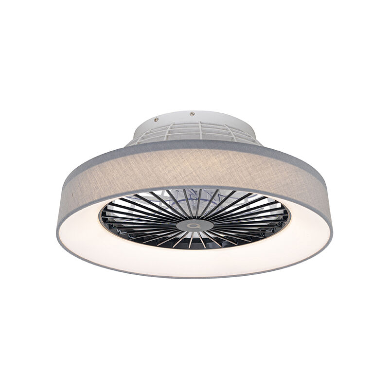 Qazqa - emily - led Dimmable Ventilateur de plafond variateur inclus - 1 lumière - ø 48 cm - Gris - Moderne - éclairage intérieur - Salon i Chambre i