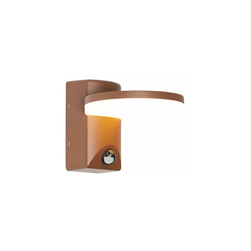 Qazqa - esmee - led Applique murale avec détecteur - 1 lumière - l 16.5 cm - Brun rouille - Moderne - éclairage extérieur