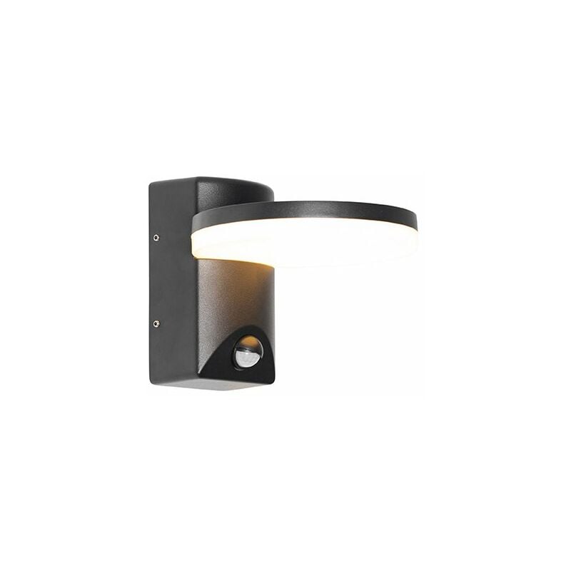 Esmee - led Applique murale avec détecteur - 1 lumière - l 16.5 cm - Noir - Moderne - éclairage extérieur - Qazqa