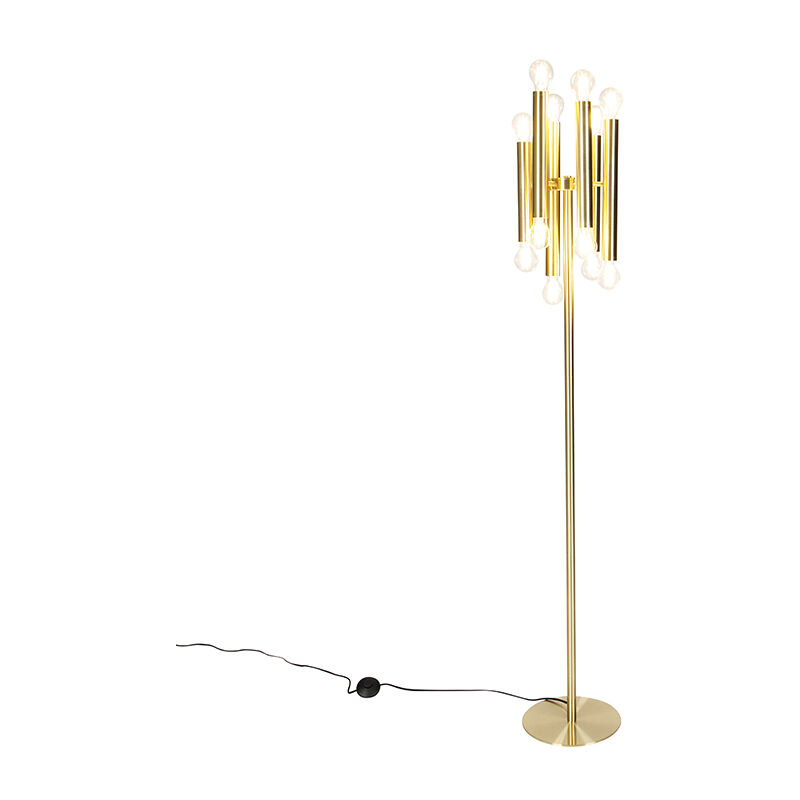 facil - Lampadaire Art Deco - 12 lumière - H 1670 mm - Doré/Laiton - Art Deco - Éclairage intérieur - Salon I Chambre - Doré/Laiton - Qazqa