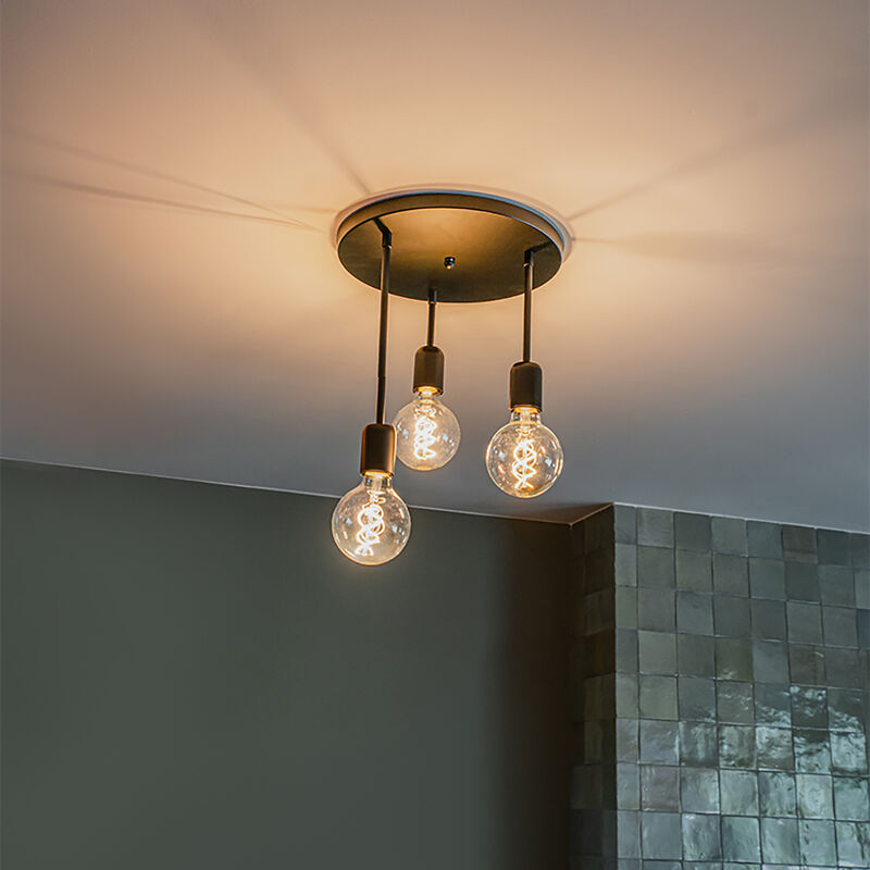 Qazqa - facil - led Dimmable Plafonnier variateur inclus - 3 lumière - ø 30 cm - Noir - Moderne - éclairage intérieur - Salon i Chambre i Cuisine i