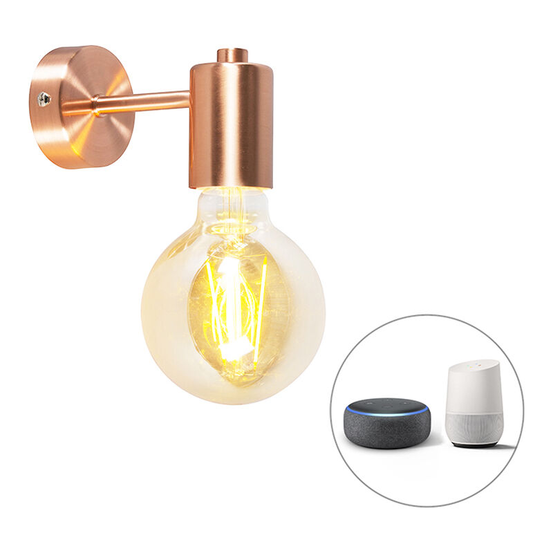 Qazqa - facil - led SmartApplique muraleincl. wifi - 1 lumière - l 66 mm - Cuivre - Moderne - éclairage intérieur - Salon i Chambre i Cuisine i Salle