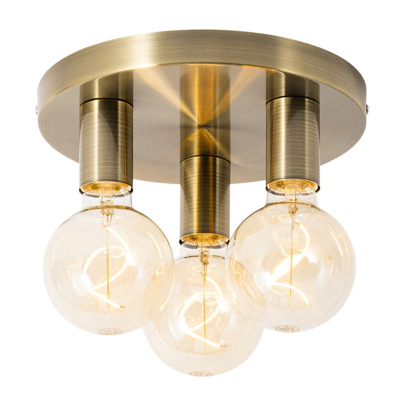 Facil - led Plafonnier - 3 lumière - ø 25 cm - Bronze - Moderne - éclairage intérieur - Salon i Chambre i Cuisine i Salle à manger - Qazqa