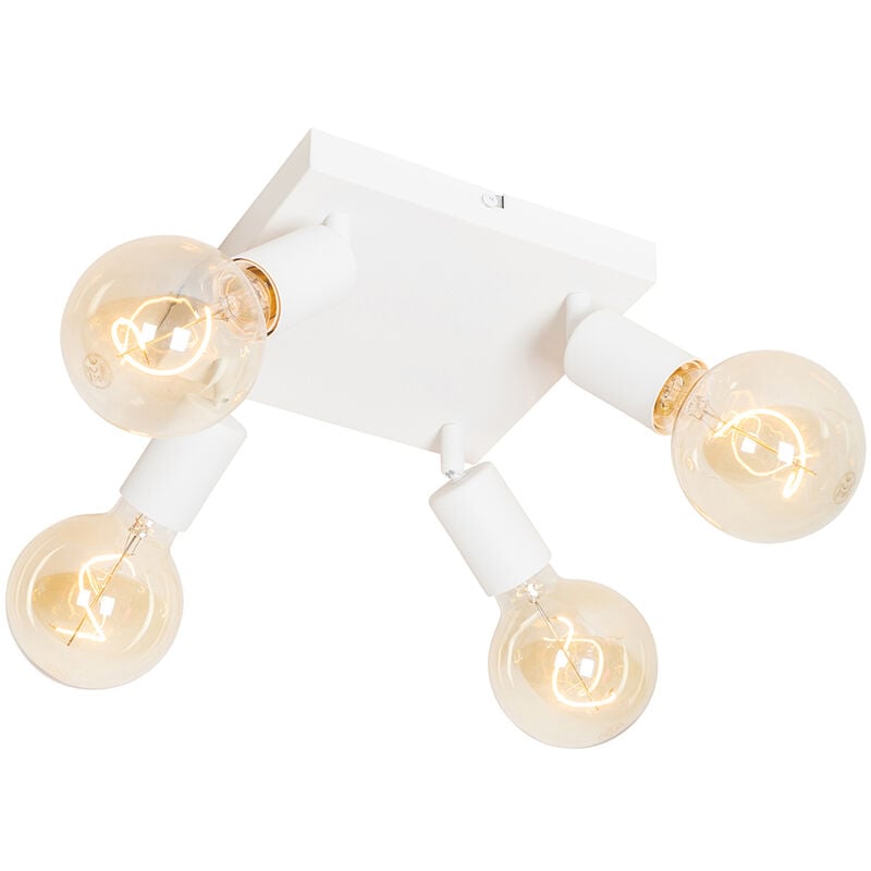 Qazqa - facil - Spot plafond, plafonnier - 4 lumière - l 29 cm - Blanc - Moderne - éclairage intérieur - Salon i Chambre i Cuisine i Salle à manger