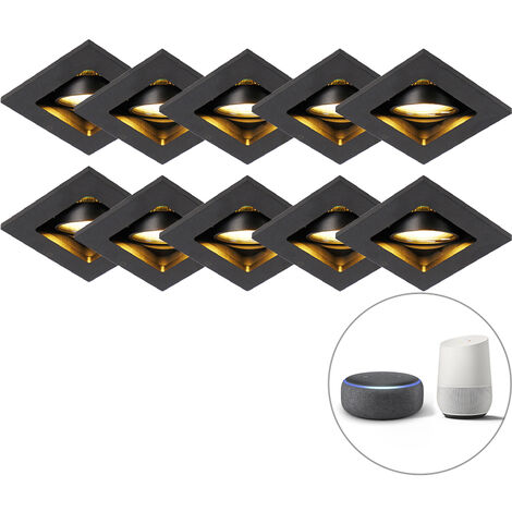 QAZQA Faretto da incasso qure - Moderno - Alluminio - Nero - Quadrato GU10 Max. 1 x 4.8 Watt