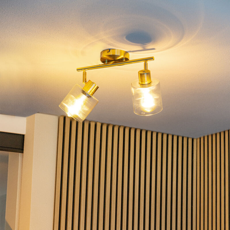 Image of Faretto da soffitto/parete laura - Art déco - Vetro - Oro - Oblungo Max. 2 x Watt - Oro - Qazqa