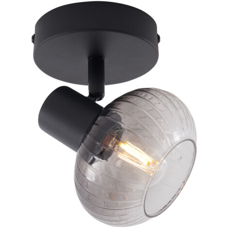 QAZQA Faretto teddy - Moderno - Metallo,Vetro - Nero - Tondo Max. 1 x Watt