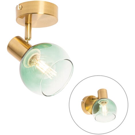 QAZQA Faretto vidro - Art déco - Acciaio,Vetro - Verde/Oro/Ottone - Tondo Max. 1 x Watt