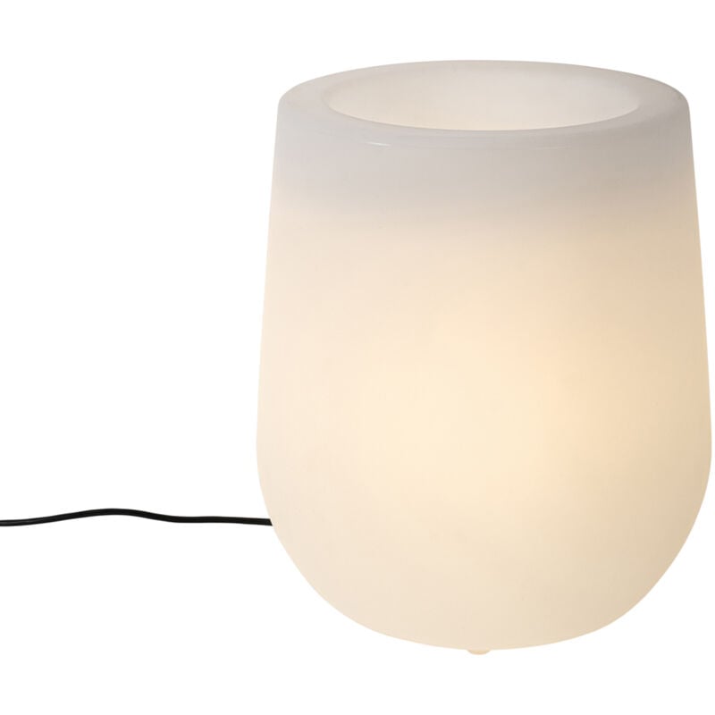 Qazqa - flowerpot - Pot lumineux - 1 lumière - ø 38 cm - Blanc - Moderne - éclairage extérieur