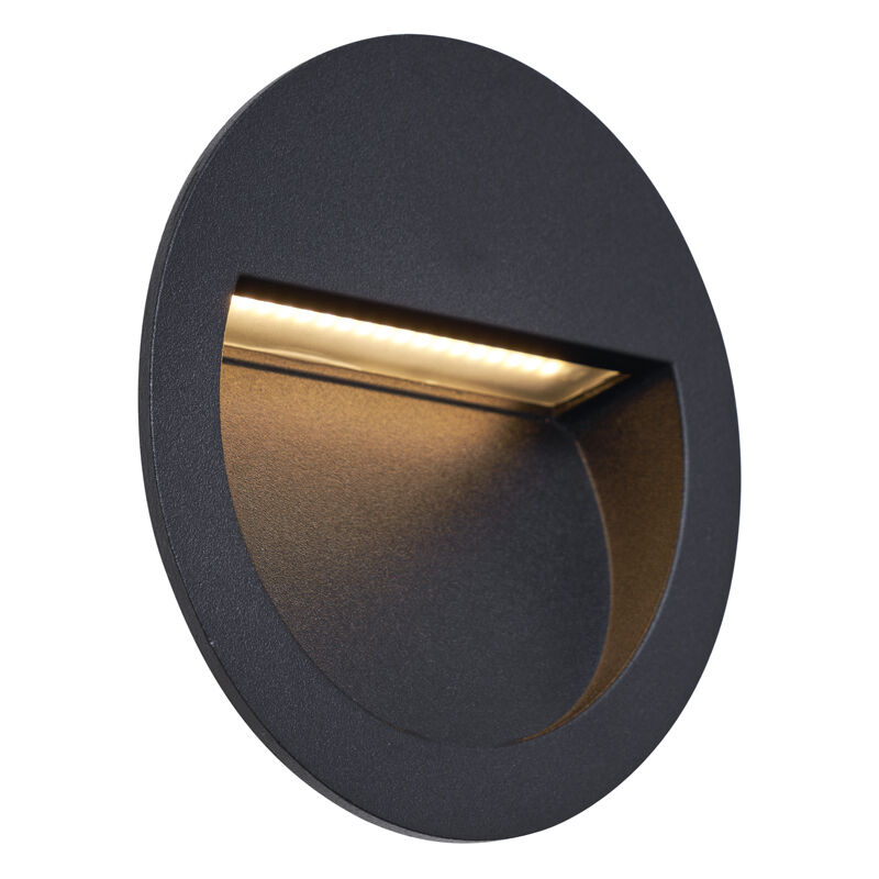 Gem round - led Applique murale - 1 lumière - ø 10.8 cm - Noir - Moderne - éclairage extérieur - Qazqa