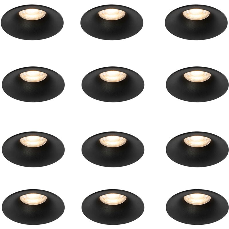 QAZQA gijs - Spot encastrable - 12 pièces - Ø 9.5 cm - Noir - Moderne - éclairage intérieur - Salon I Chambre I Cuisine I Salle à manger