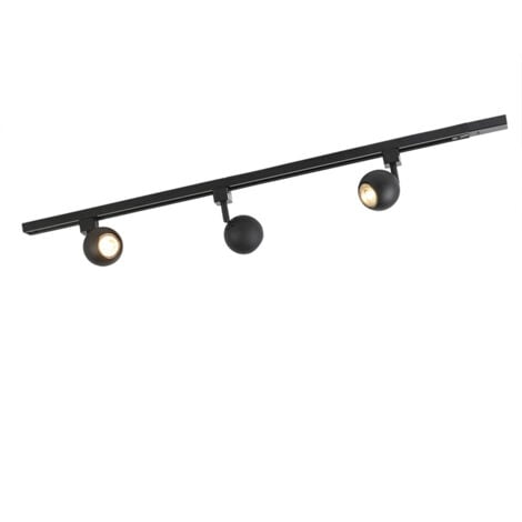 QAZQA gissi - Système de rail spot luminaire plafond, plafonnier compatible pour led - 3 lumière - L 1000 mm - Noir - Moderne - éclairage intérieur - Salon I Chambre I Cuisine I Salle à manger