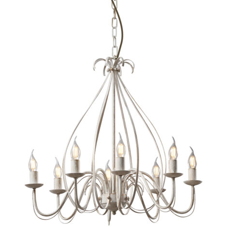 QAZQA giuseppe - Lustre italien - 8 lumière - Ø 650 mm - Crème - Classique/Antique, Rustique - éclairage intérieur - Salon