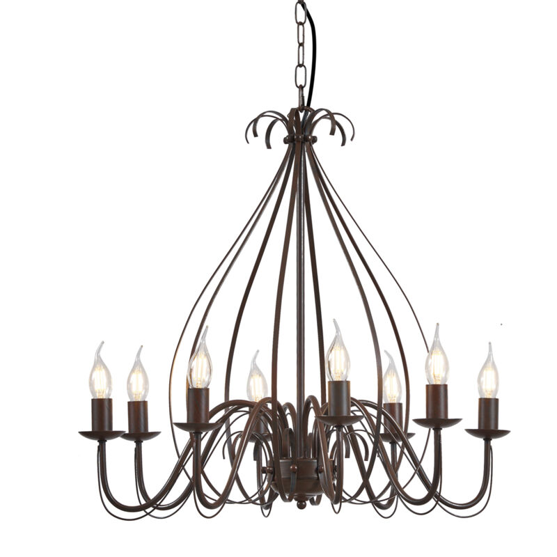 Giuseppe - Lustre italien - 8 lumière - ø 650 mm - Brun rouille - Classique/Antique, Rustique - éclairage intérieur - Salon - Qazqa