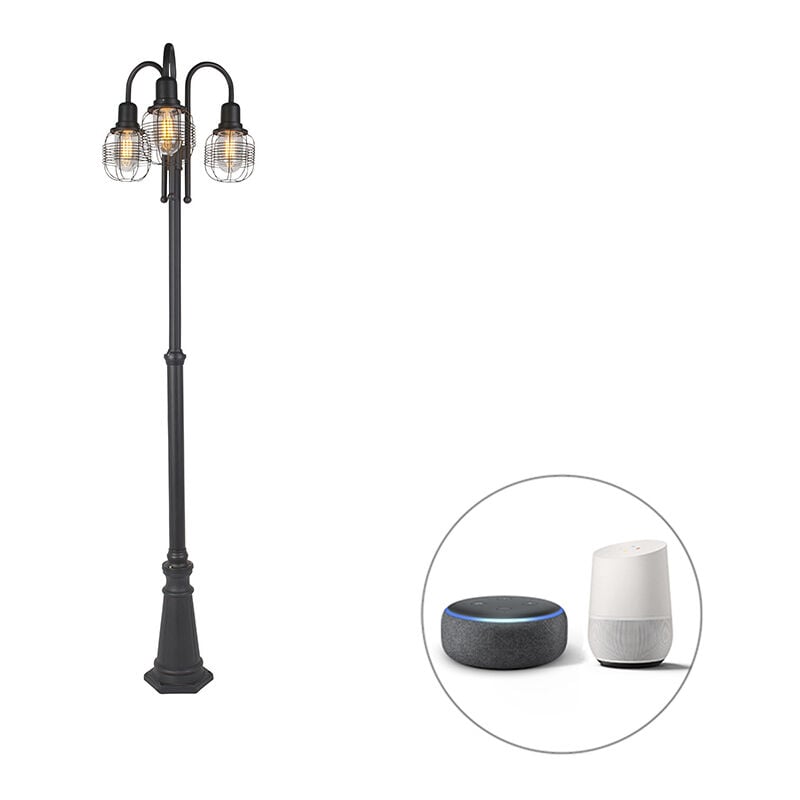 Guardado - led Lampe sur pied extérieur - 3 lumière - ø 55 cm - Noir - Rustique, Rustique - éclairage extérieur - Qazqa