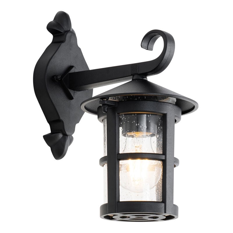 Herb - Applique murale - 1 lumière - ø 15.5 cm - Noir - Classique/Antique - éclairage extérieur - Qazqa