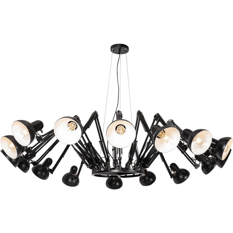 Hobby spinne - Suspension - 16 lumière - ø 206 cm - Noir - Rustique - éclairage intérieur - Salon - Qazqa