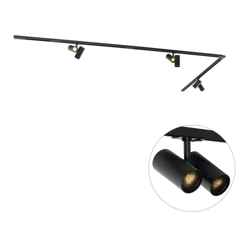 Qazqa - iconic - Système de rail spot luminaire plafond, plafonnier compatible pour led - 6 lumière - l 320 cm - Noir - Moderne - éclairage intérieur