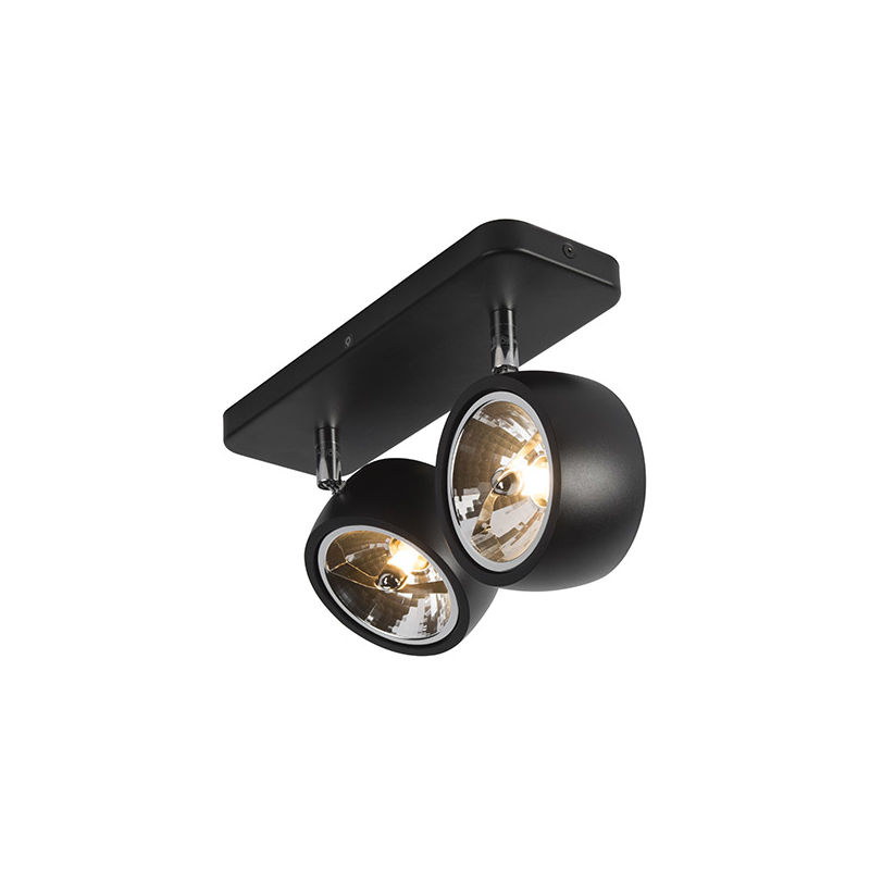 

QAZQA Industrial Plafón moderno negro Orientable - GO Nine 2 Aluminio /Acero Redonda Adecuado para LED Max. 2 x 40 Watt