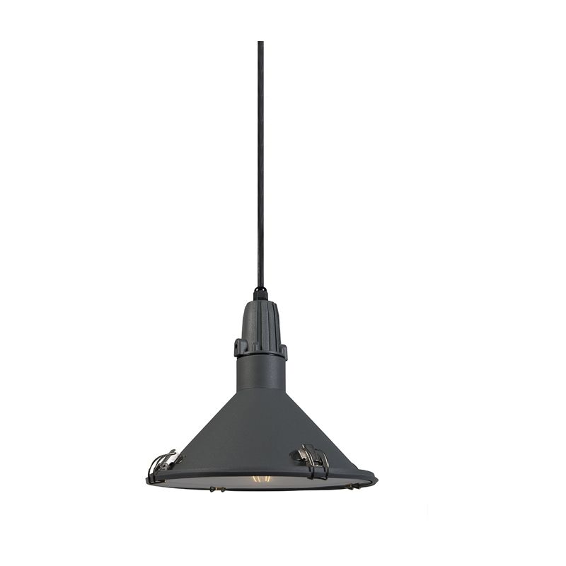 

QAZQA Industrial Lámpara colgante industrial gris IP44 - VIDA Aluminio /Vidrio Redonda Adecuado para LED Max. 1 x 26 Watt