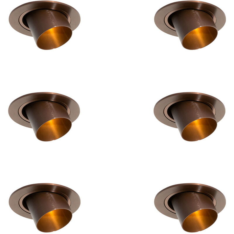 Installa - Spot encastrable - 6 pièces - ø 7.7 cm - Bronze - Moderne - éclairage intérieur - Salon i Chambre i Cuisine i Salle à manger - Qazqa