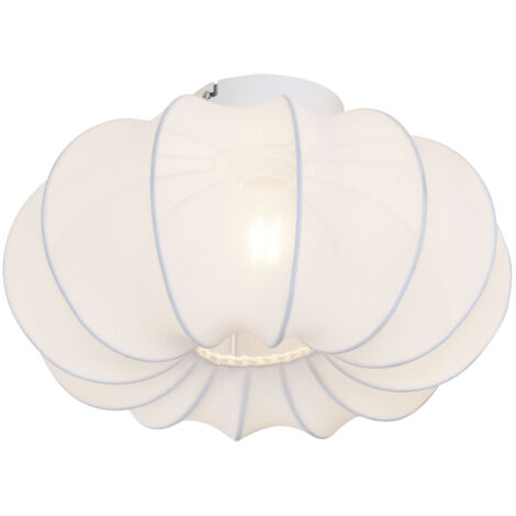 QAZQA Japandi Lámpara de techo Japandi blanca 37cm - Plu Asyesha Textil /Metálica Redonda Adecuado para LED Max. 1 x 15 Watt