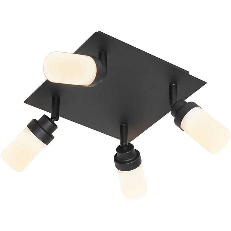 Japie - Applique murale - 4 lumière - l 22 cm - Noir - Moderne - éclairage intérieur - Salle de bains - Qazqa