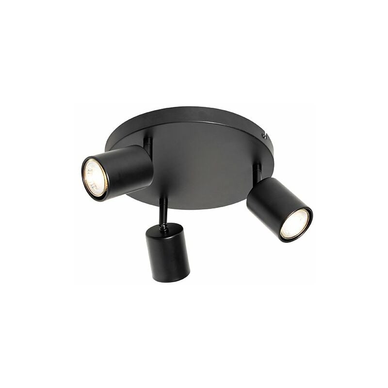 Qazqa - java - Spot plafond, plafonnier - 3 lumière - ø 25 cm - Noir - Moderne - éclairage intérieur - Salon i Chambre i Cuisine i Salle à manger