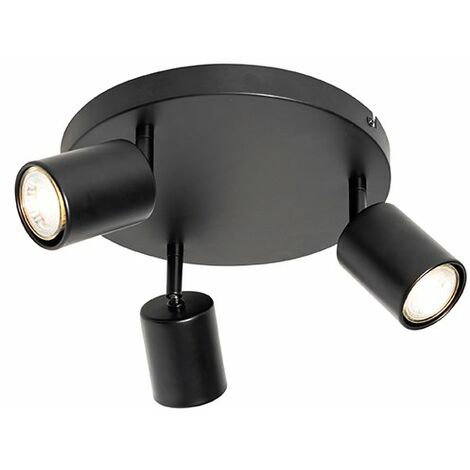 QAZQA java - Spot plafond, plafonnier - 3 lumière - Ø 25 cm - Noir - Moderne - éclairage intérieur - Salon I Chambre I Cuisine I Salle à manger