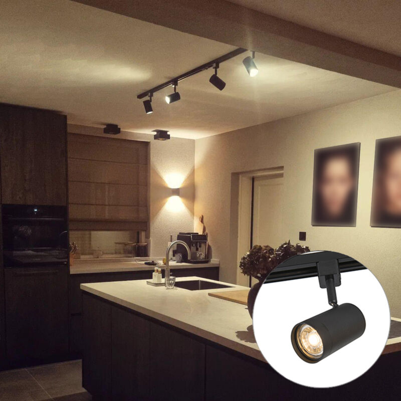 Qazqa - Système d'éclairage sur rail intelligent monophasé avec 4 spots GU10 WiFi noirs - Iconic Jeana