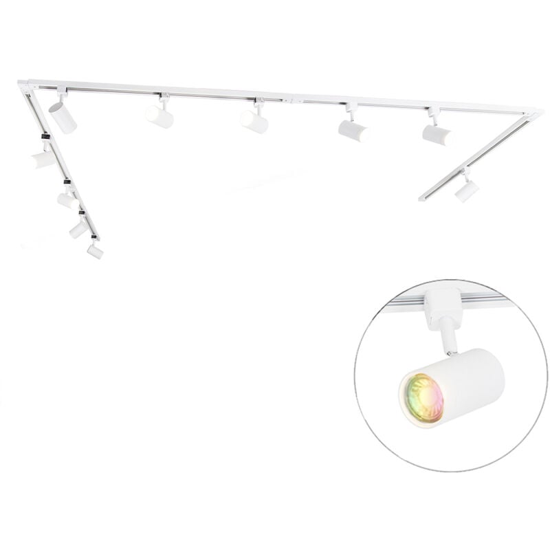 Qazqa - Système d'éclairage sur rail intelligent monophasé avec 10 spots blancs, Wifi GU10 inclus - Iconic Jeana