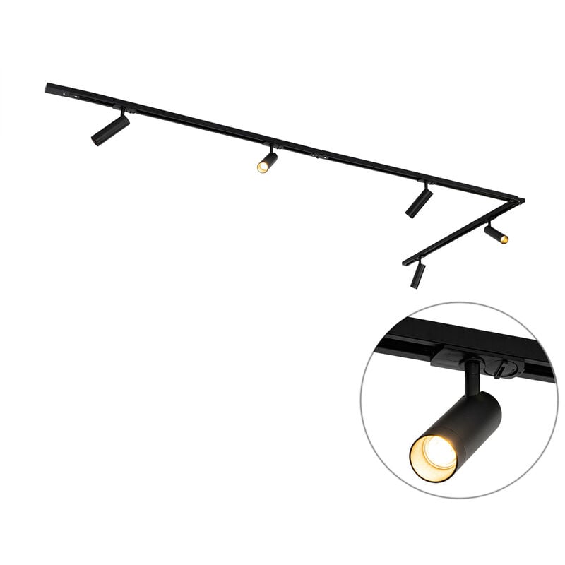 Jeana luxe - Système de rail spot luminaire plafond, plafonnier compatible pour led - 5 lumière - l 285.8 cm - Noir - Moderne - éclairage intérieur